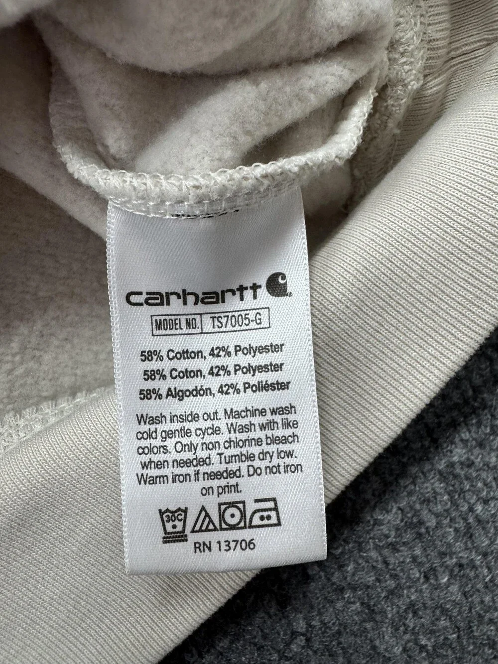 Carhartt Hoodie Sweatshirt Kids 12 White Fleece Graphic Pullover Kangaroo Pocket